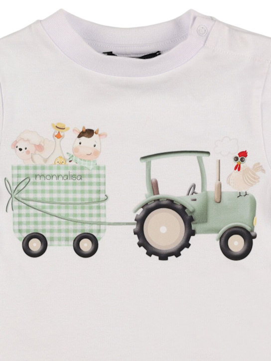 Monnalisa: Printed cotton jersey t-shirt & shorts - White/Green - kids-boys_1 | Luisa Via Roma