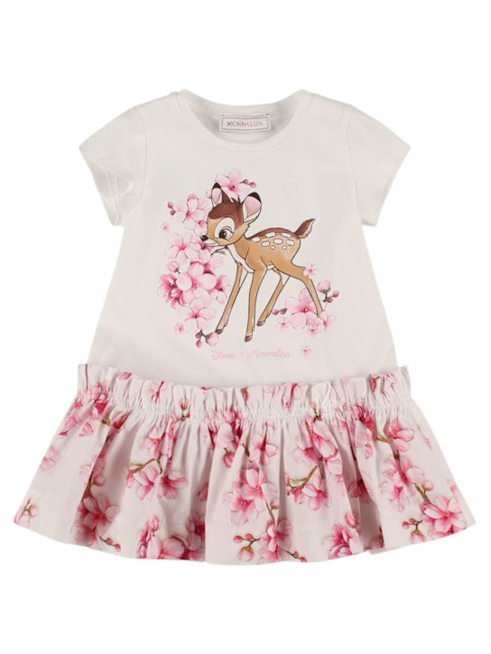 Monnalisa: コットンブレンドジャージーワンピース - ホワイト - kids-girls_0 | Luisa Via Roma
