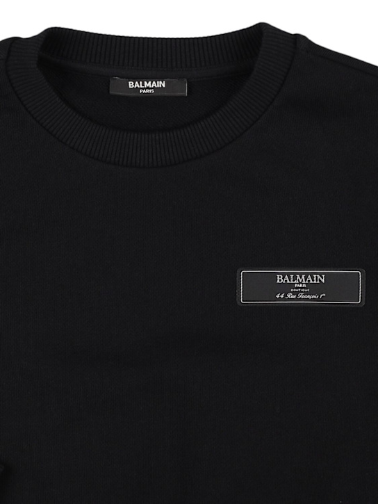 Balmain: コットンスウェットシャツ - ブラック - kids-girls_1 | Luisa Via Roma