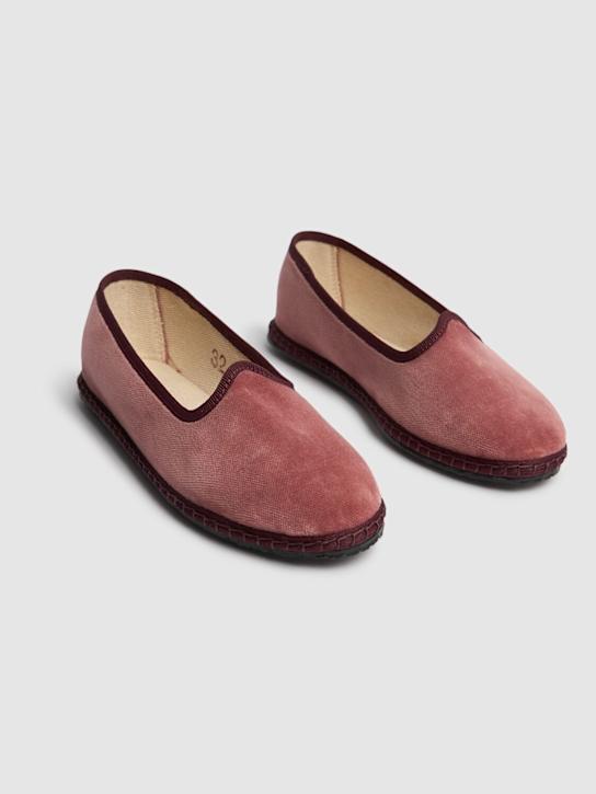 Vibi Venezia: Cotton velvet loafers - Pink - kids-girls_1 | Luisa Via Roma