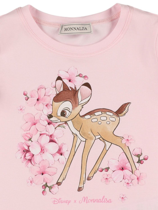 Monnalisa: T-shirt in jersey di misto cotone con stampa - Rosa Chiaro - kids-girls_1 | Luisa Via Roma