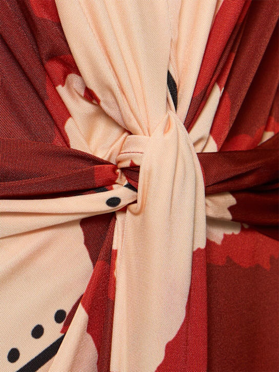 Johanna Ortiz: Coral Marino亮面平纹针织迷笛连衣裙 - 红色/淡褐色 - women_3 | Luisa Via Roma