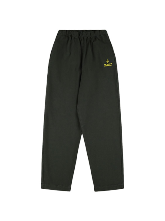 The Animals Observatory: Cotton gabardine pants - Dark Green - kids-boys_0 | Luisa Via Roma