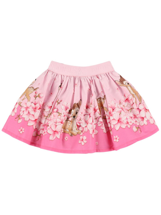 Monnalisa: Gonna Bambi in popeline di cotone stampato - Rosa - kids-girls_0 | Luisa Via Roma