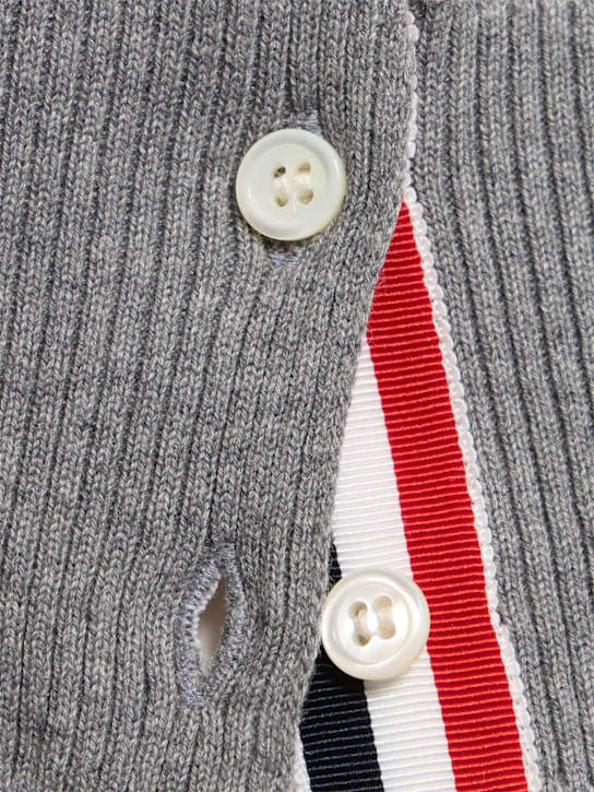 Thom Browne: Fun mix jersey cardigan - Lt Grey/White - men_3 | Luisa Via Roma