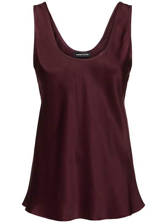 ANINE BING: Lea silk tank top - Burgundy - women_0 | Luisa Via Roma