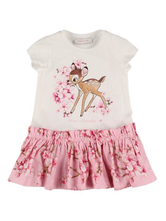 Monnalisa: コットンブレンドジャージーワンピース - ピンク - kids-girls_0 | Luisa Via Roma