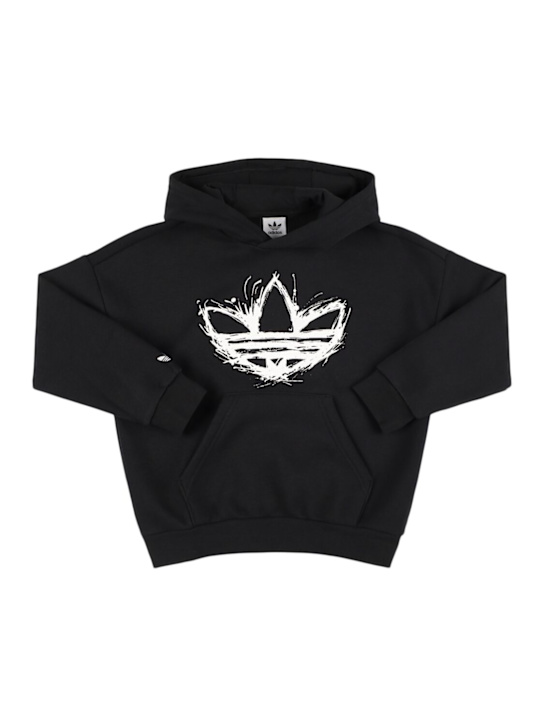 adidas Originals: Cotton blend hoodie w/logo - Siyah - kids-boys_0 | Luisa Via Roma