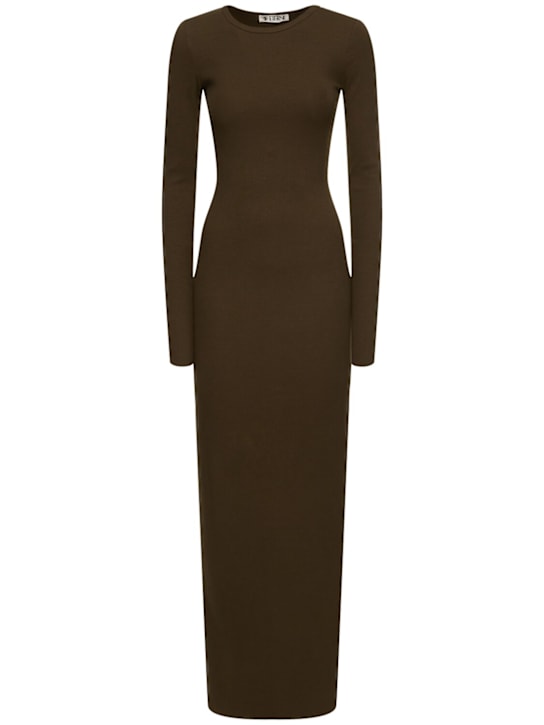 Long sleeve jersey crewneck maxi dress - Thumbnail 1