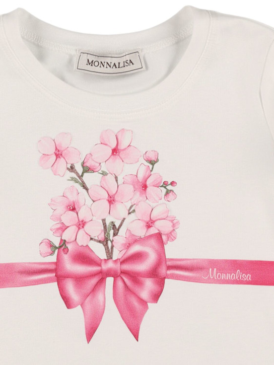 Monnalisa: コットンブレンドジャージーTシャツ - ホワイト - kids-girls_1 | Luisa Via Roma