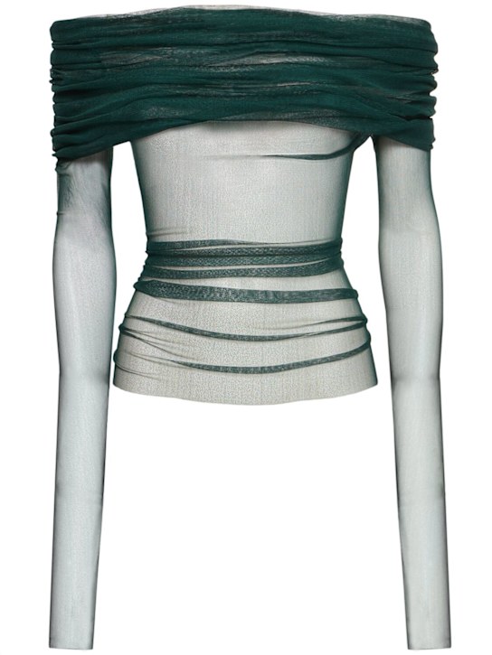 Christopher Esber: Veiled silk tulle top - Green - women_0 | Luisa Via Roma