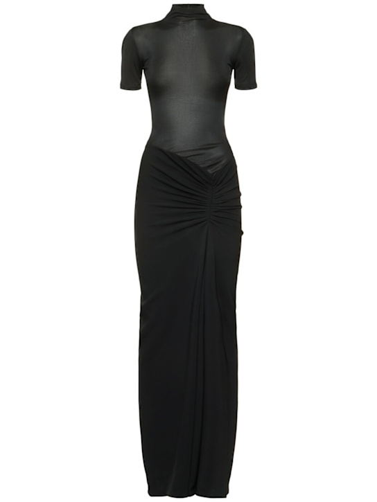 Christopher Esber: Fusion ruched faille t-shirt gown - women_0 | Luisa Via Roma