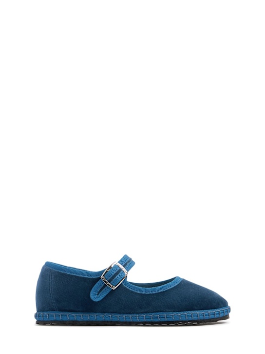 Vibi Venezia: Cotton velvet Mary Jane loafers - Blue - kids-boys_0 | Luisa Via Roma