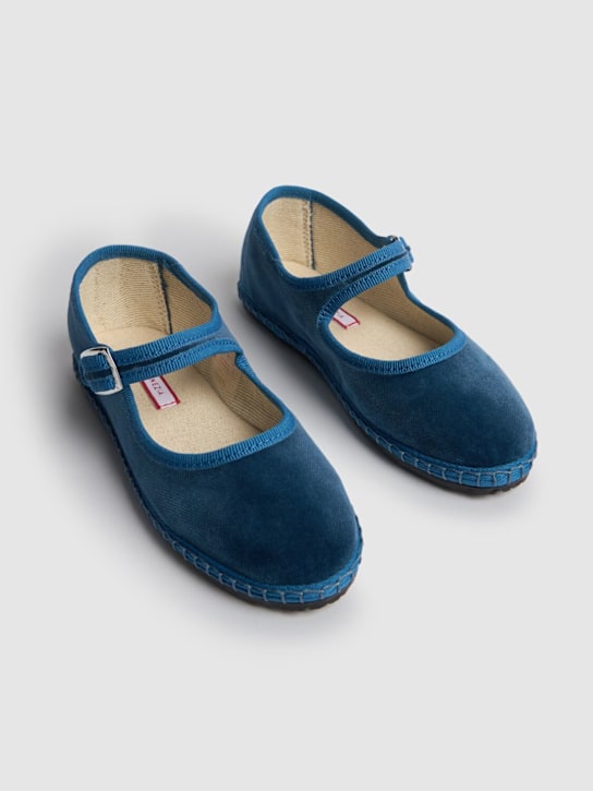 Vibi Venezia: Cotton velvet Mary Jane loafers - Blue - kids-boys_1 | Luisa Via Roma