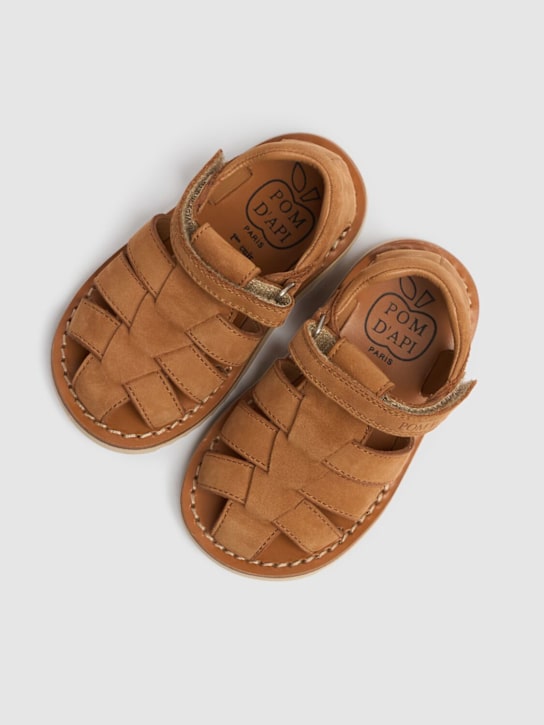 Pom D'api: Sandalen aus Nubukleder - Beige - kids-boys_1 | Luisa Via Roma