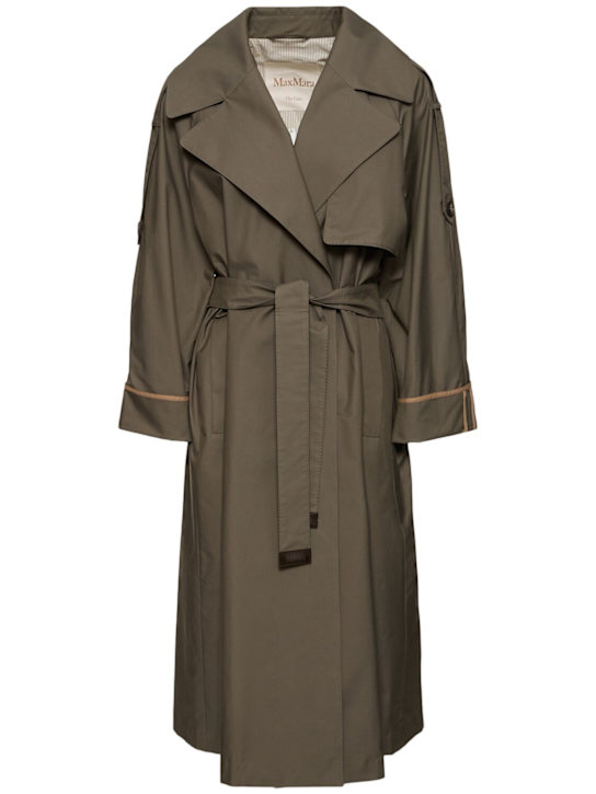 Max Mara: Utrench twill trench coat - women_0 | Luisa Via Roma