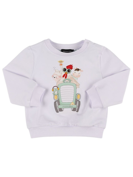 Monnalisa: Printed cotton blend sweatshirt - White - kids-boys_0 | Luisa Via Roma