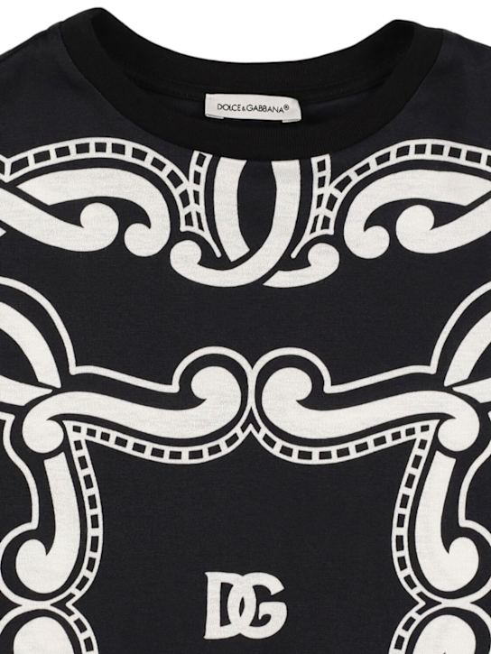 Dolce&Gabbana: Printed cotton jersey t-shirt - Black/White - kids-boys_1 | Luisa Via Roma