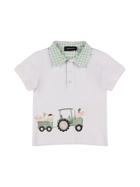 Monnalisa: Printed cotton piquet polo shirt - kids-boys_0 | Luisa Via Roma