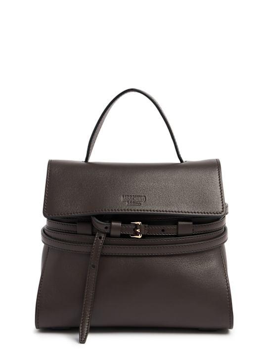 Moschino: Mini Tie Me leather top handle bag - women_0 | Luisa Via Roma