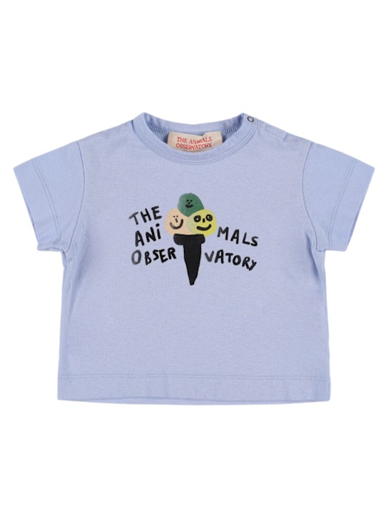 The Animals Observatory: T-shirt in jersey di cotone stampato - Celeste - kids-girls_0 | Luisa Via Roma