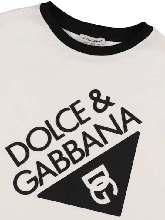 Dolce&Gabbana: Printed cotton jersey t-shirt w/logo - White - kids-boys_1 | Luisa Via Roma