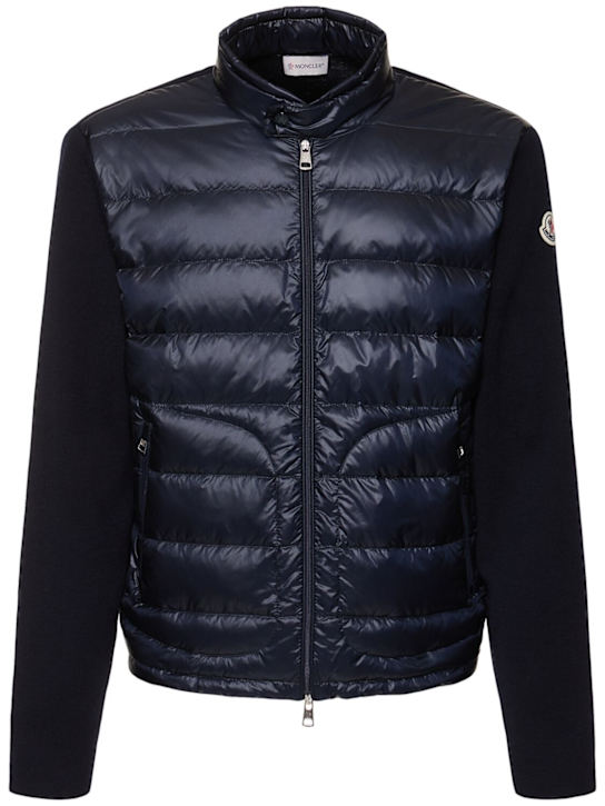 Moncler: Padded wool zip-up cardigan - men_0 | Luisa Via Roma
