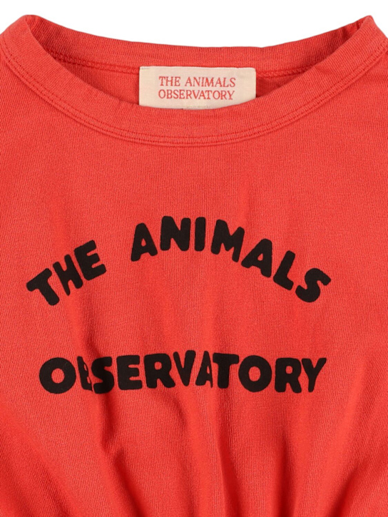 The Animals Observatory: Vestito in jersey di cotone stampato - Rosso - kids-girls_1 | Luisa Via Roma