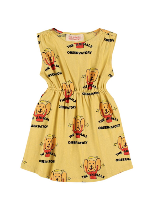 The Animals Observatory: Vestito in jersey di cotone stampato - Giallo - kids-girls_0 | Luisa Via Roma