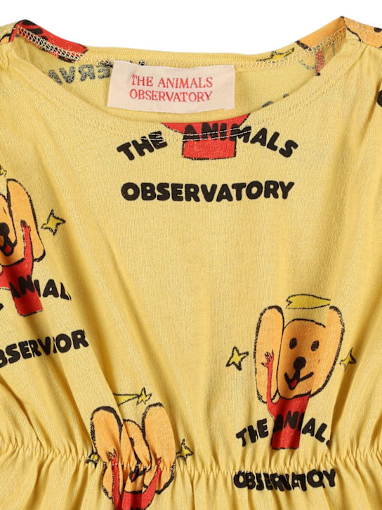 The Animals Observatory: Vestito in jersey di cotone stampato - Giallo - kids-girls_1 | Luisa Via Roma