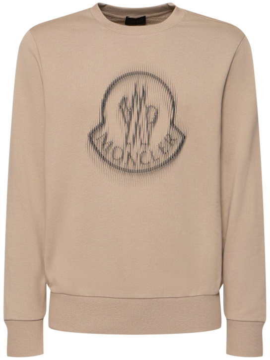 Moncler: Blurred logo cotton sweatshirt - men_0 | Luisa Via Roma