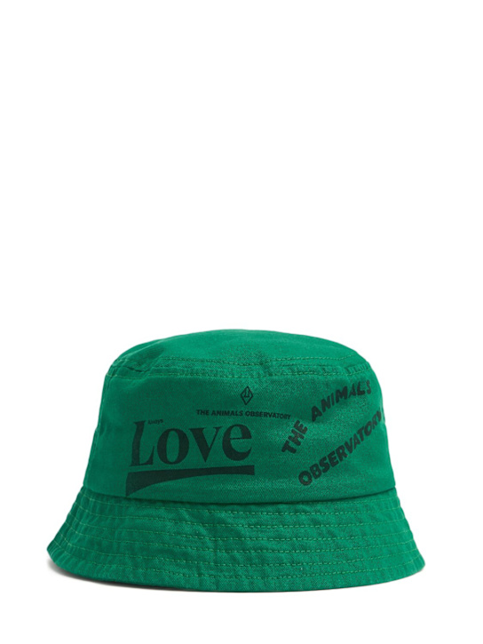 The Animals Observatory: Printed cotton bucket hat - Green - kids-boys_0 | Luisa Via Roma