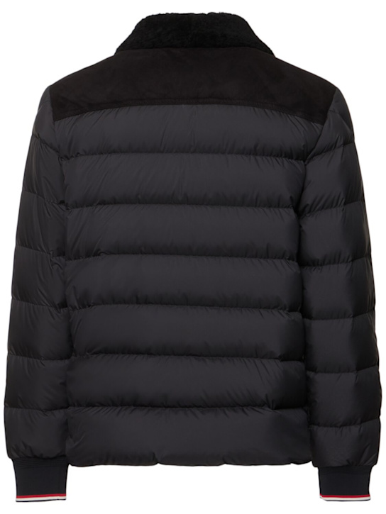 Moncler: Jafferau shearling & suede down coat - Black - men_4 | Luisa Via Roma