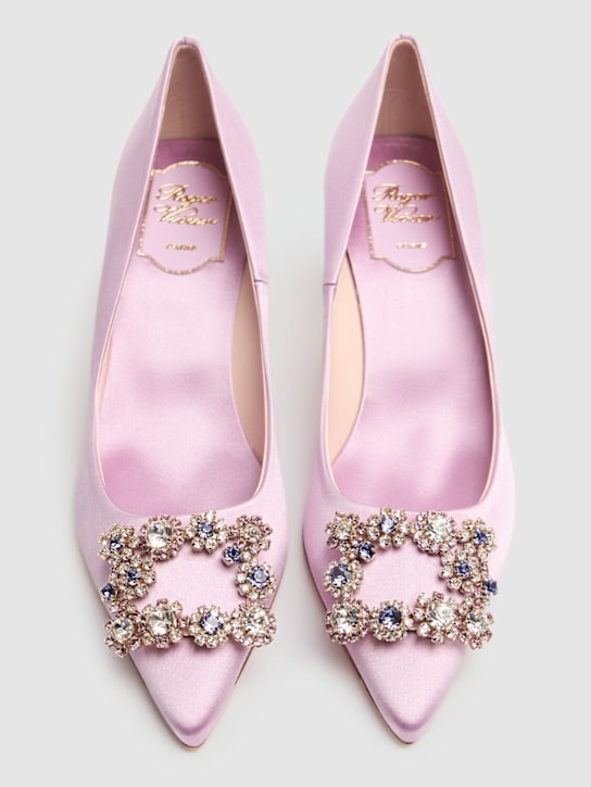 Roger Vivier: 65mm Flower crystal & satin pumps - Lilac - women_2 | Luisa Via Roma