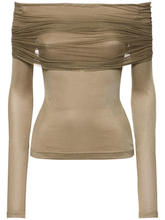 Christopher Esber: Sonora sheer tulle rib top - Beige - women_0 | Luisa Via Roma