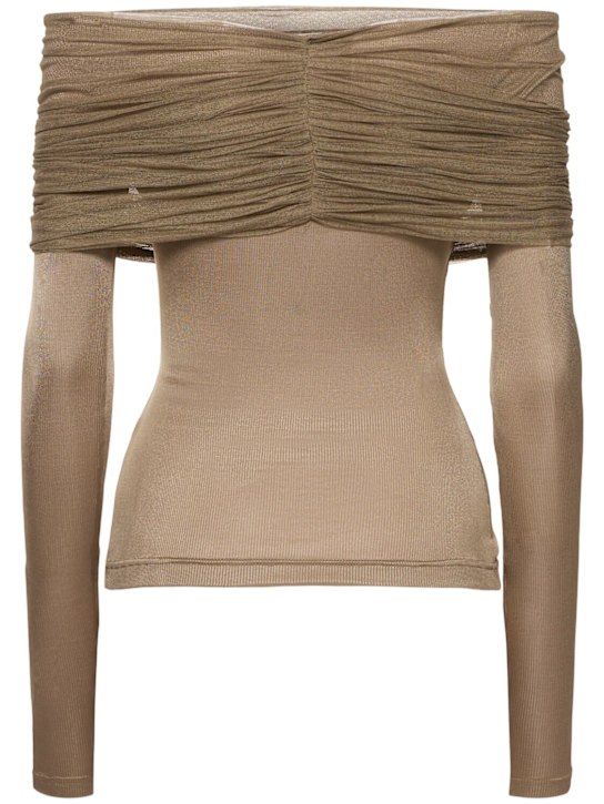 Christopher Esber: Sonora sheer tulle rib top - Beige - women_4 | Luisa Via Roma