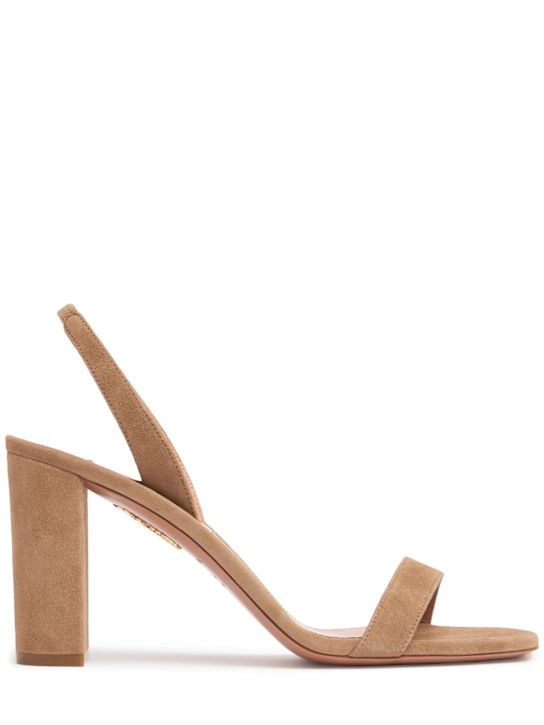 Aquazzura: 85mm So Nude suede sandals - Beige - women_0 | Luisa Via Roma