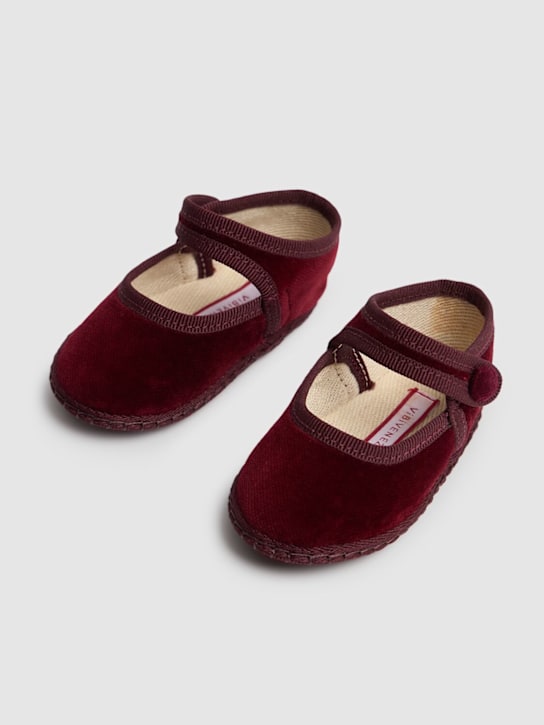 Vibi Venezia: Velvet Mary Jane pre-walker shoes - Bordeaux - kids-boys_1 | Luisa Via Roma