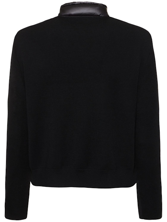Moncler: Padded wool zip-up cardigan - Black - men_4 | Luisa Via Roma
