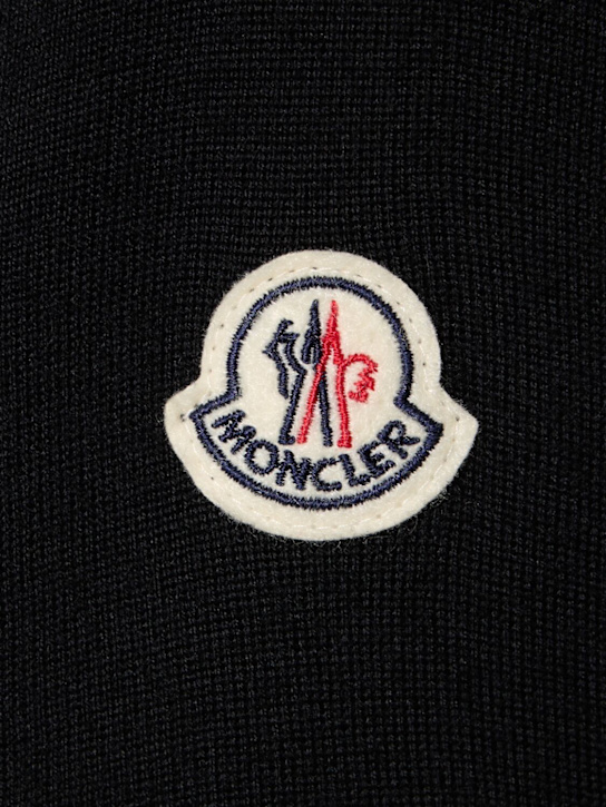 Moncler: Padded wool zip-up cardigan - Black - men_3 | Luisa Via Roma