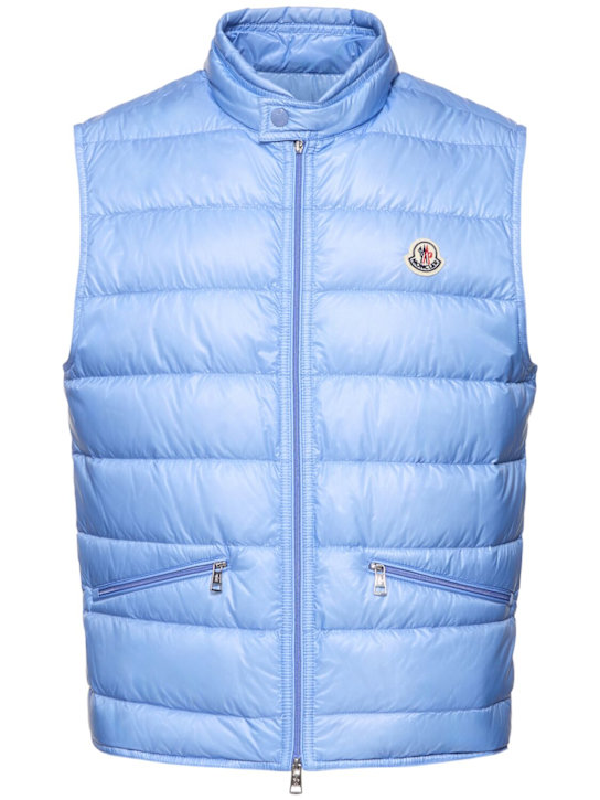 Moncler: Gui packable down vest - Light Blue - men_0 | Luisa Via Roma