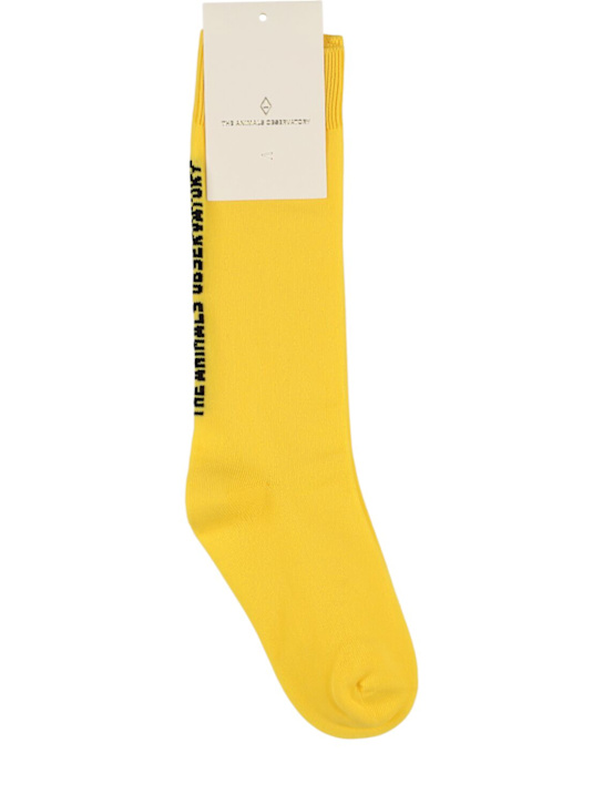 The Animals Observatory: Logo jacquard socks - Yellow - kids-girls_0 | Luisa Via Roma