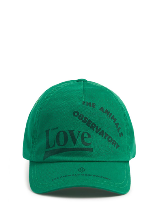 The Animals Observatory: Gorra de baseball de algodón con logo - Verde - kids-boys_0 | Luisa Via Roma