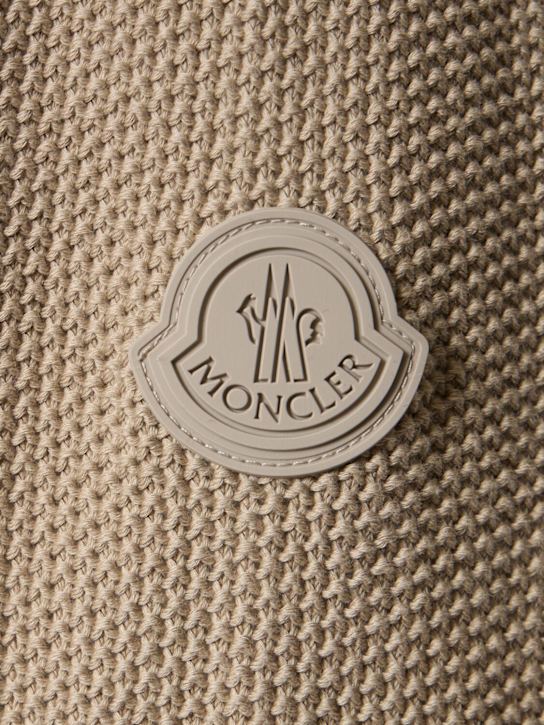 Moncler: Textured cotton crewneck sweater - Sand Beige - men_3 | Luisa Via Roma