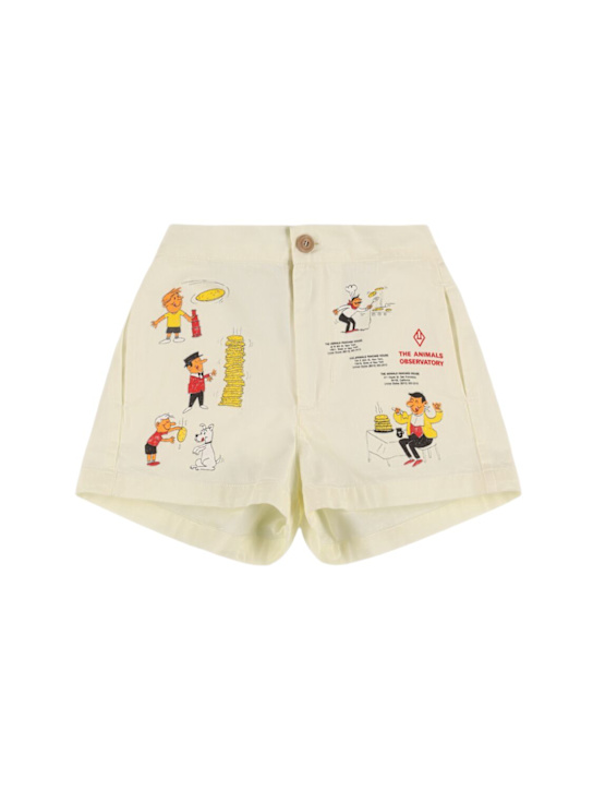 The Animals Observatory: Printed cotton twill shorts - White - kids-boys_0 | Luisa Via Roma