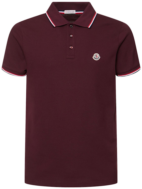 Moncler: Tricolour-trimmed cotton piquet polo - men_0 | Luisa Via Roma