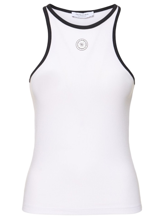 Ribbed cotton blend tank top - Thumbnail 1