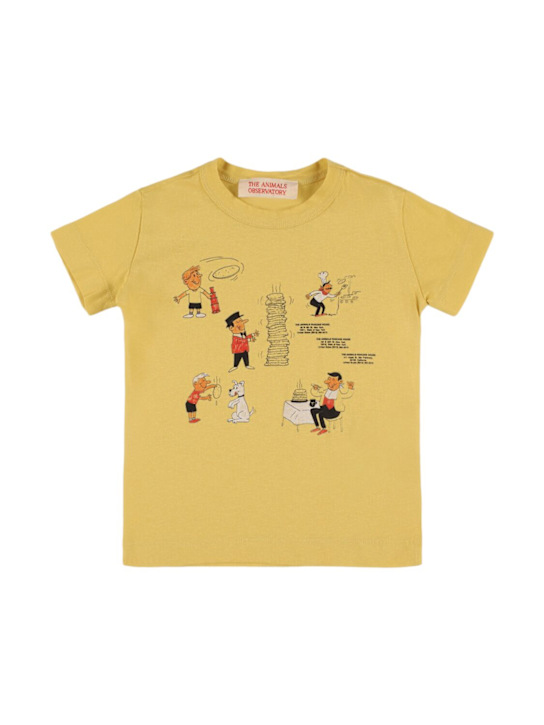 The Animals Observatory: T-shirt in jersey di cotone stampato - Giallo - kids-girls_0 | Luisa Via Roma