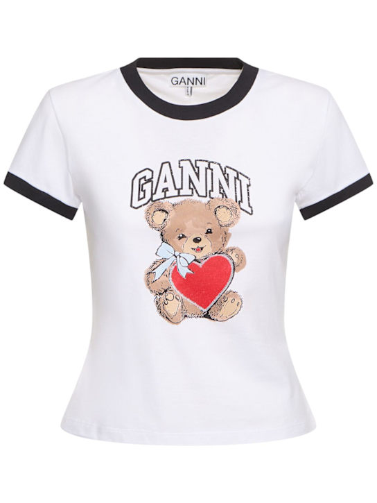 GANNI: Bear small jersey t-shirt - women_0 | Luisa Via Roma