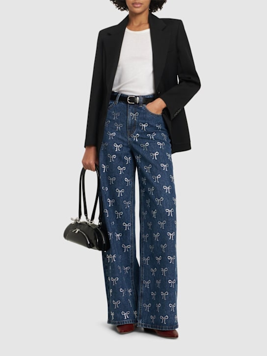 Self-portrait: Rhinestone bow denim jeans - women_1 | Luisa Via Roma